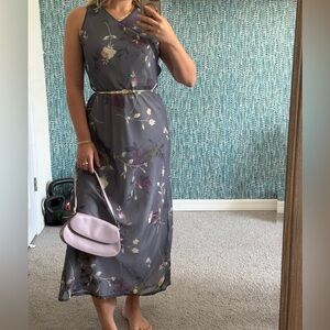 All that Jazz Gray Sleeveless V-Neck Maxi Dress